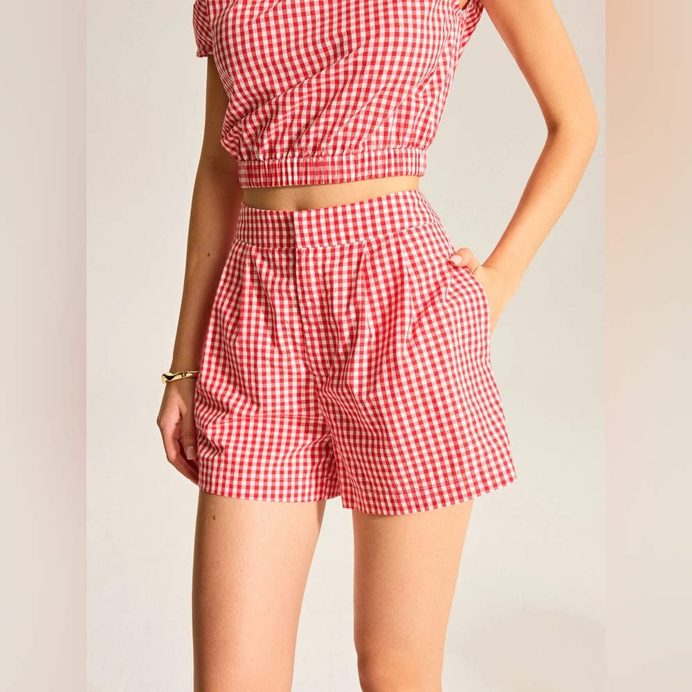 COMMENSE Gingham One-Shoulder Top and Shorts Set - size XLarge - Picture 4 of 7
